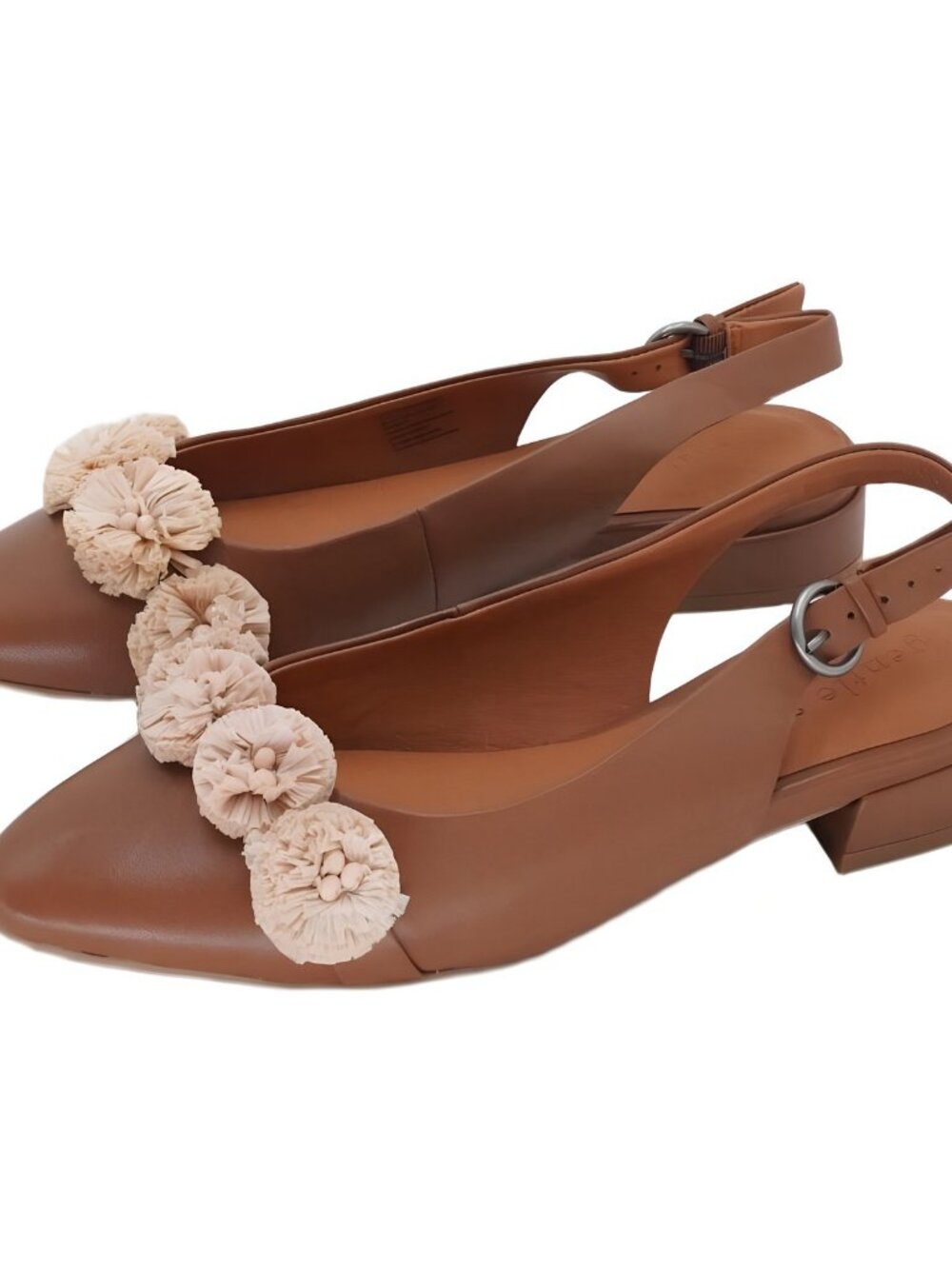 Gentle Souls Anana Poi Pom Pom Slingback Sandal Luggage Leather Sz 8.5M - Picture 2 of 6
